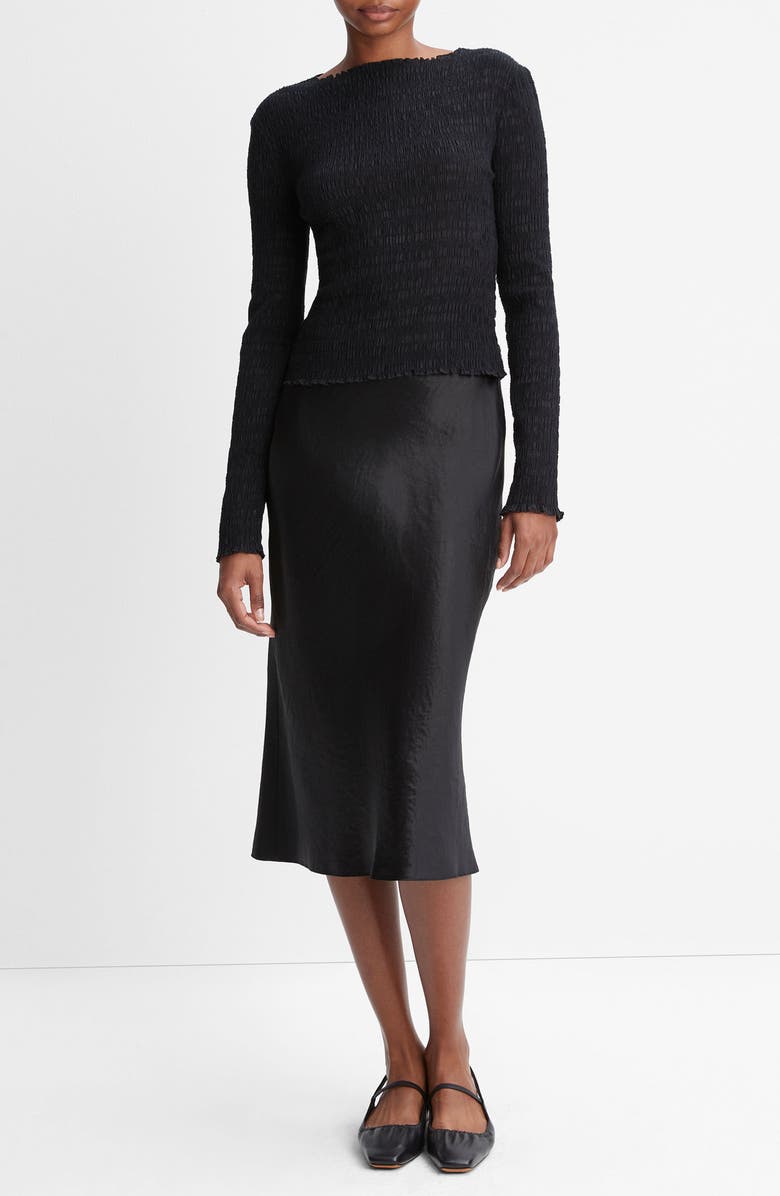 Vince Smocked Long Sleeve Top, Alternate, color, Black