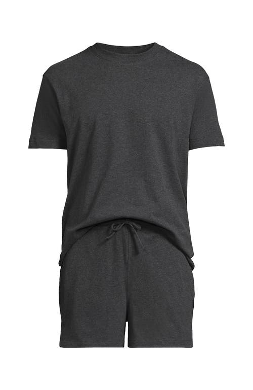 Lands' End Short Sleeve Knit Jersey Short Sleep Set In Black