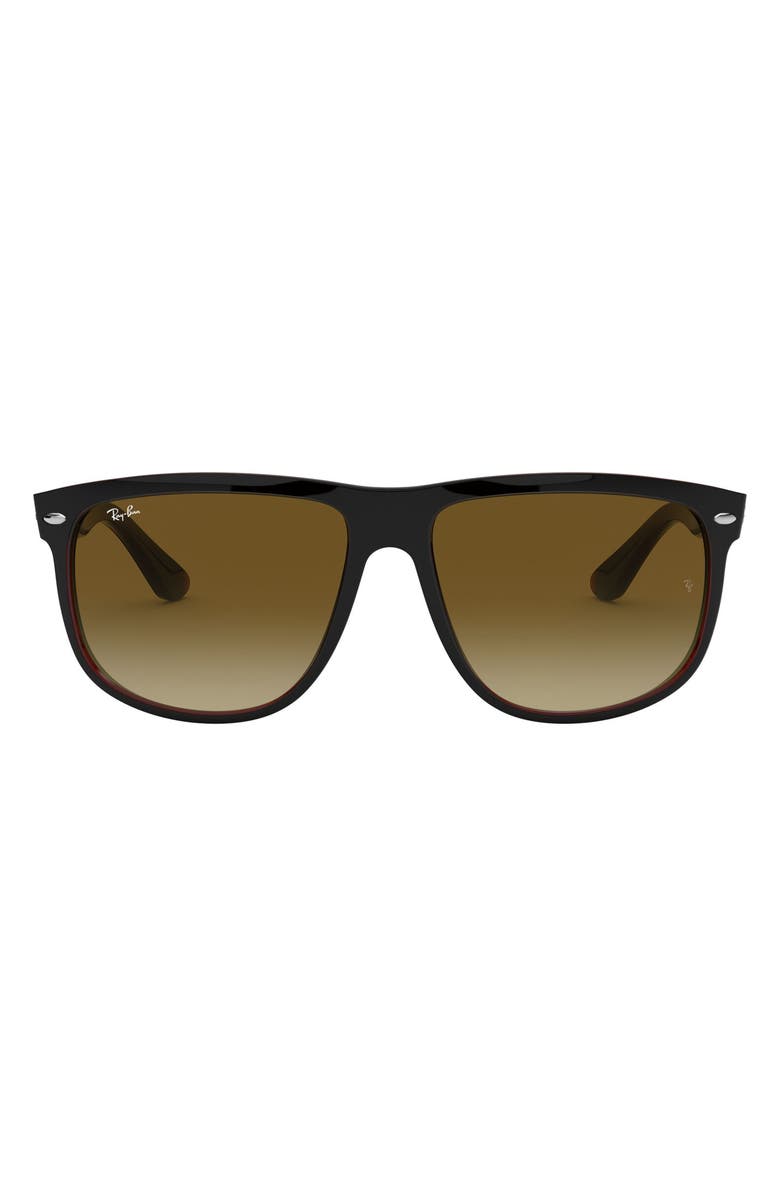 Ray-Ban Boyfriend 60mm Flat Top Sunglasses, Main, color, Black/Brown
