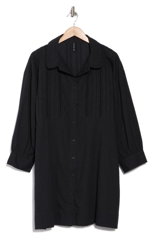Boho Me Lace Inset Button-up Shirt In Black