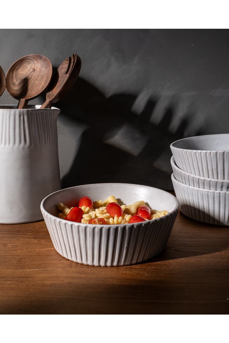 Cloud Lines Pasta Bowl - Set of 4, Alternate, color, White