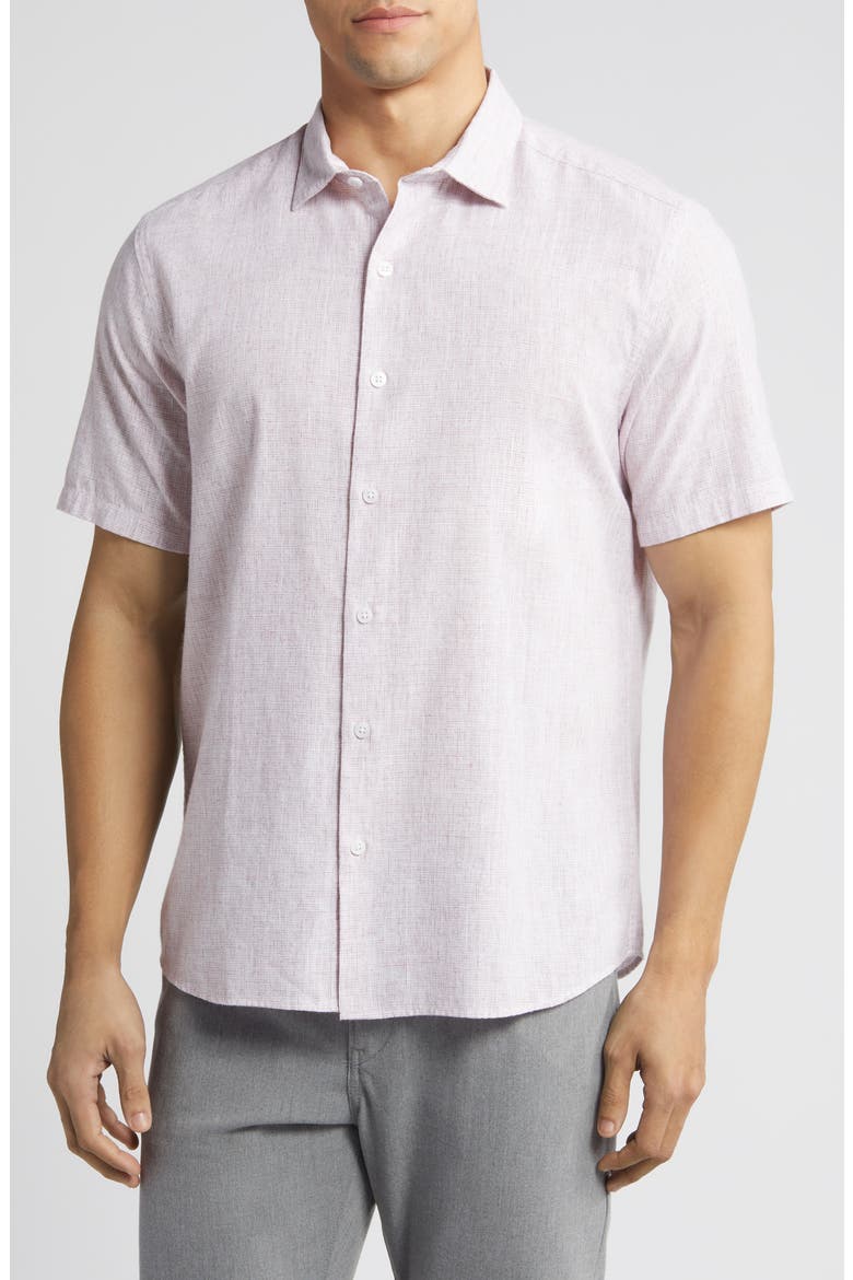 Legato Short Sleeve Button-Up Shirt, Main, color, PINK