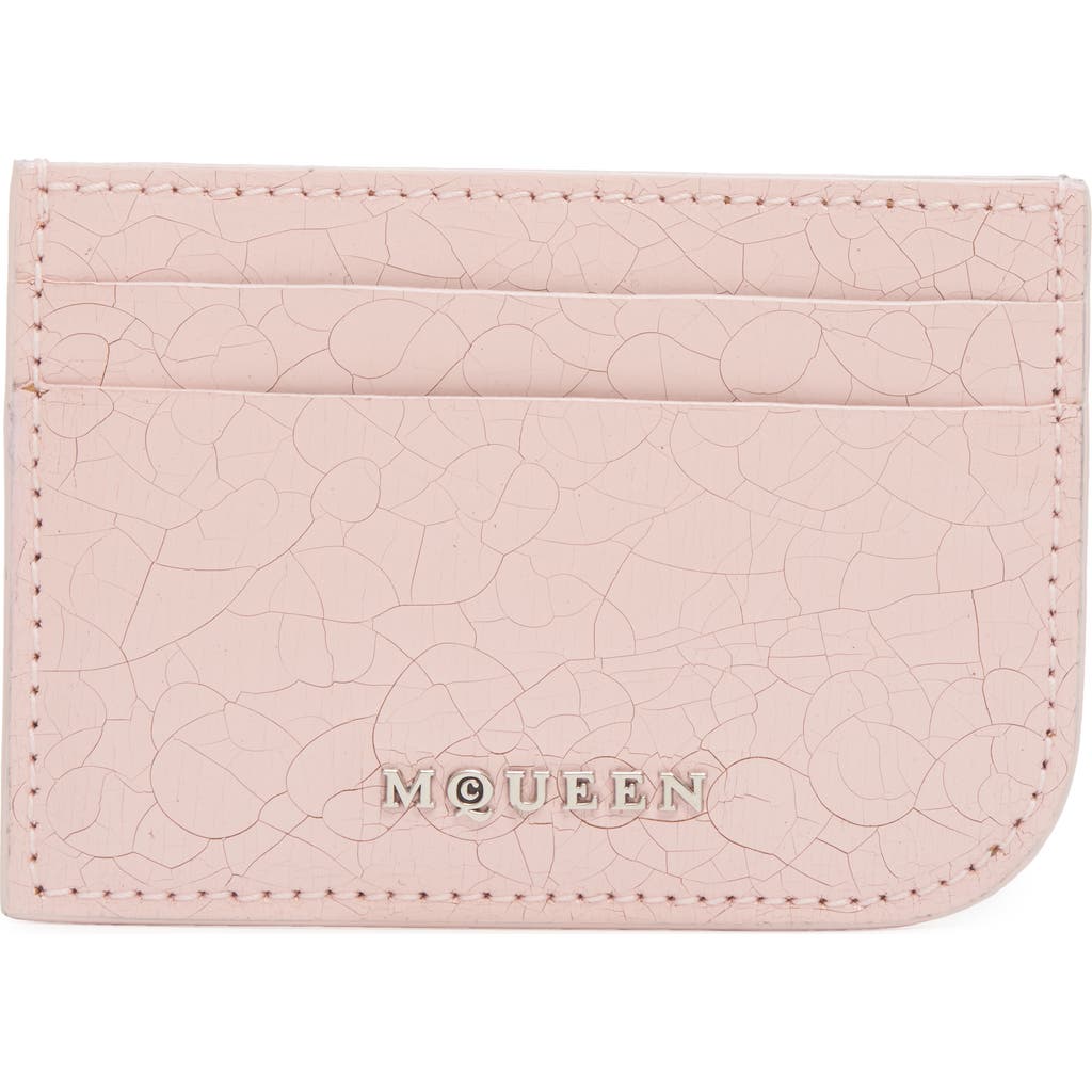 Alexander Mcqueen Mcqueen Sling Card Case In 1063 Pink/cognac/silver