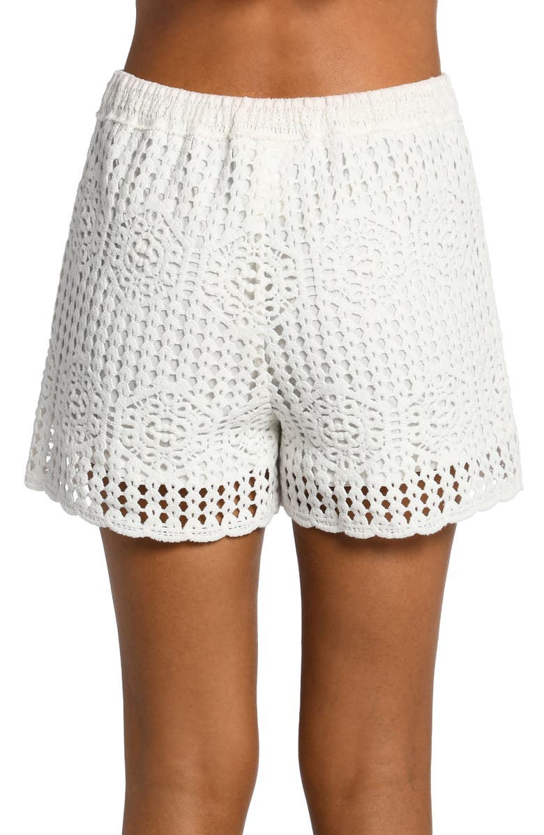 La Blanca Waverly Cotton Cover-Up Shorts, Alternate, color, Ivory