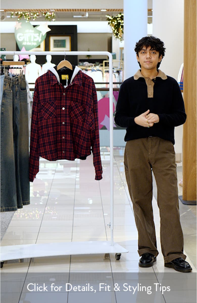 Eagle Hooded Plaid Snap-Up Flannel Shirt Jacket, sales video thumbnail