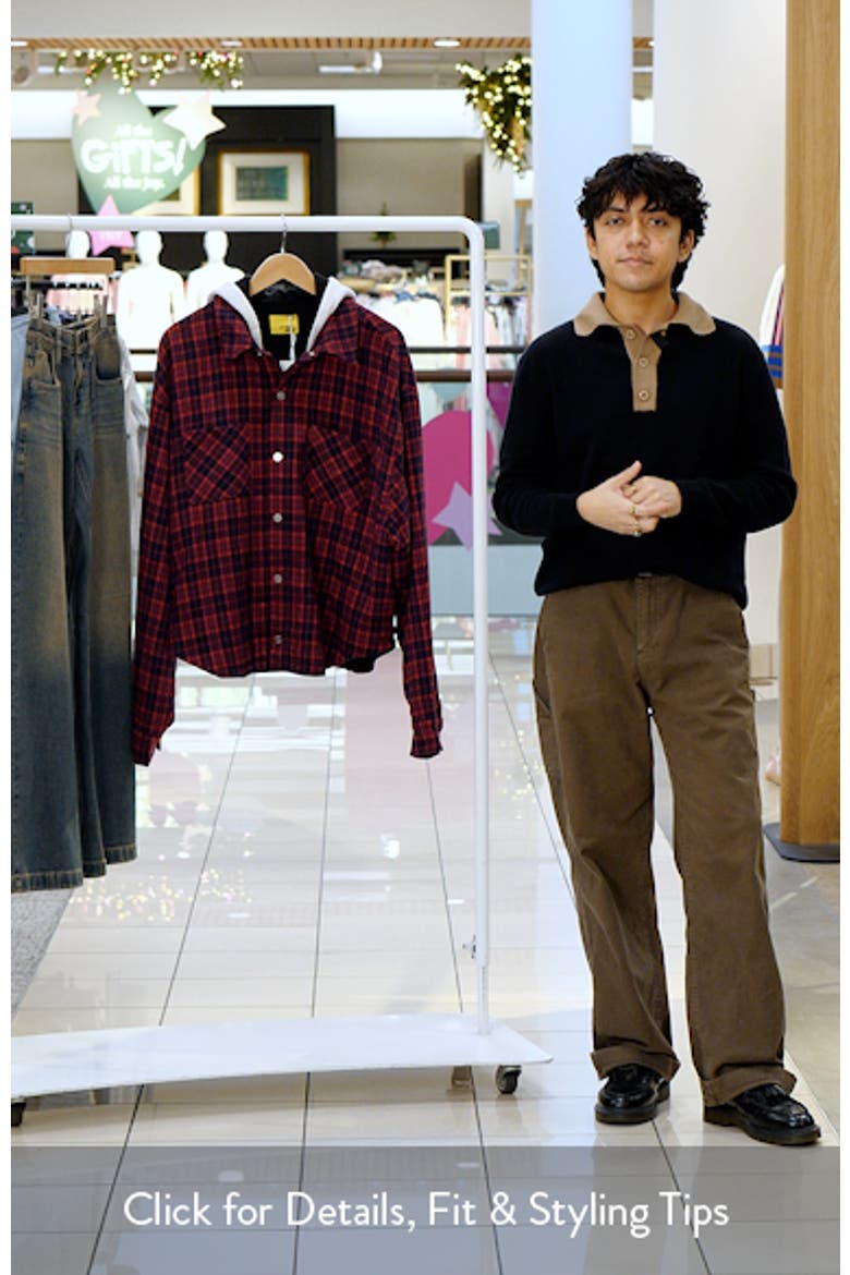 Eagle Hooded Plaid Snap-Up Flannel Shirt Jacket video