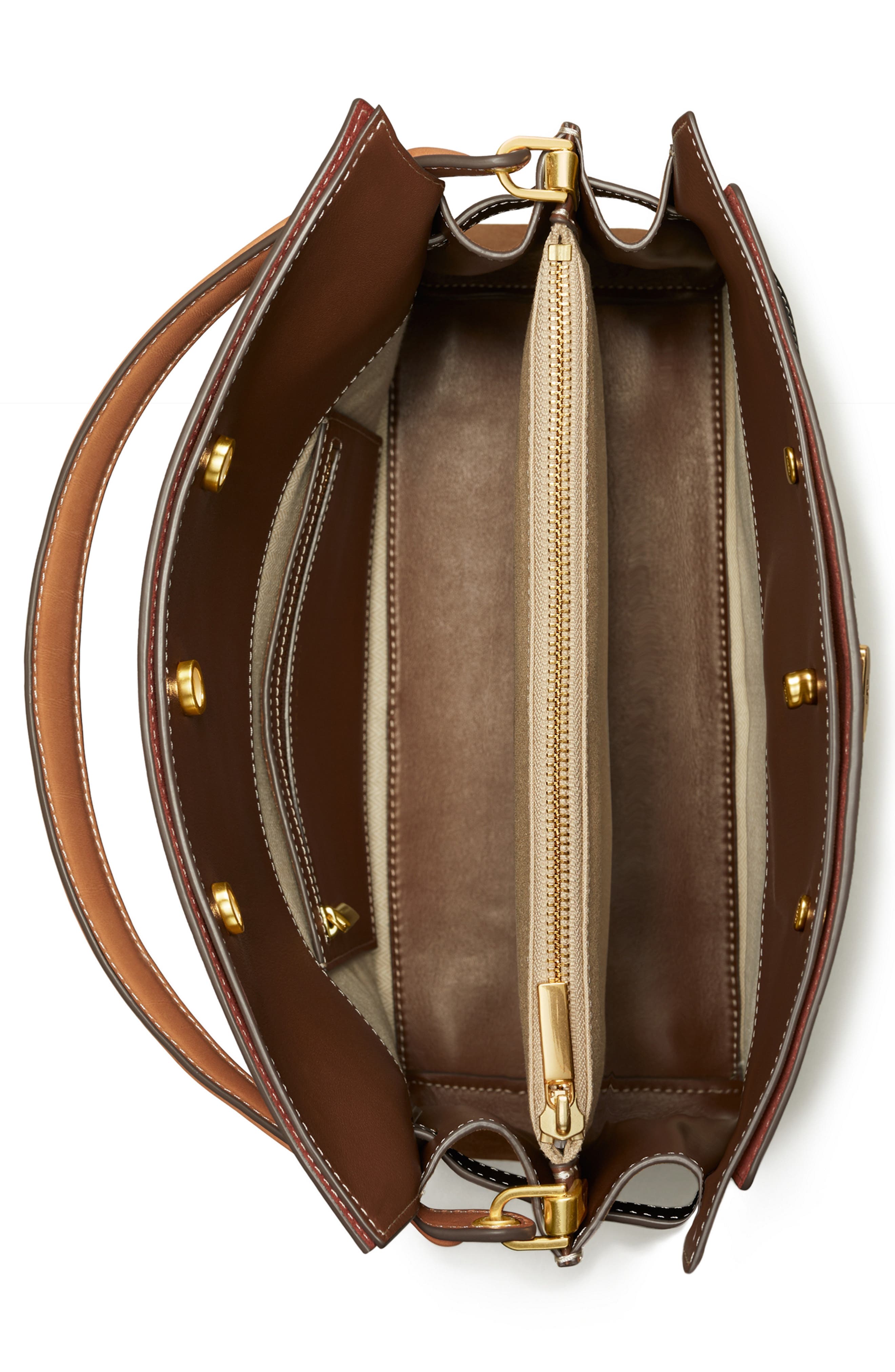 Tory Burch Lee Radziwill Leather Double Bag, Alternate, color, 