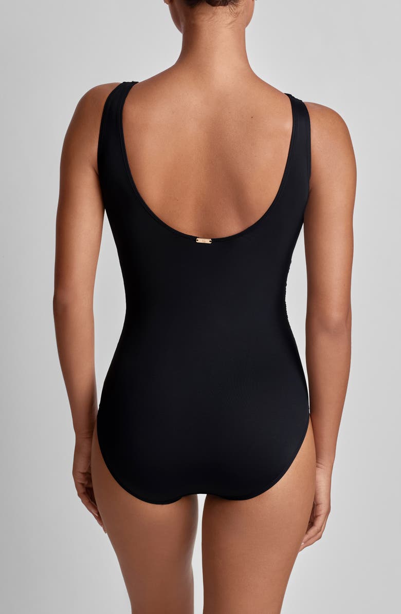 Lauren Ralph Lauren Ruffle Surplice One-Piece Swimsuit, Alternate, color, Black
