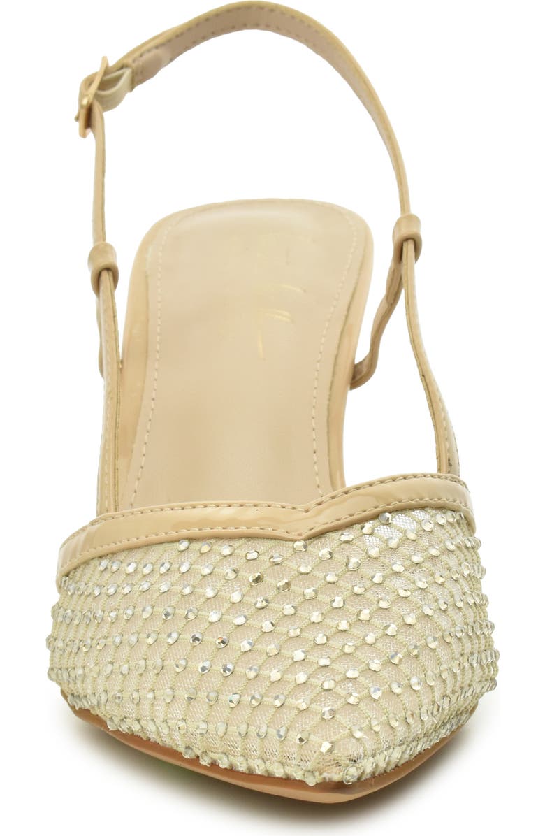 Nicole Miller Rhinestone Mesh Slingback Pump, Alternate, color, Beige Patent