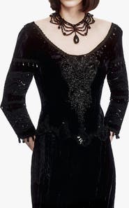 Anna Sui Crushed Velvet Beaded Corset