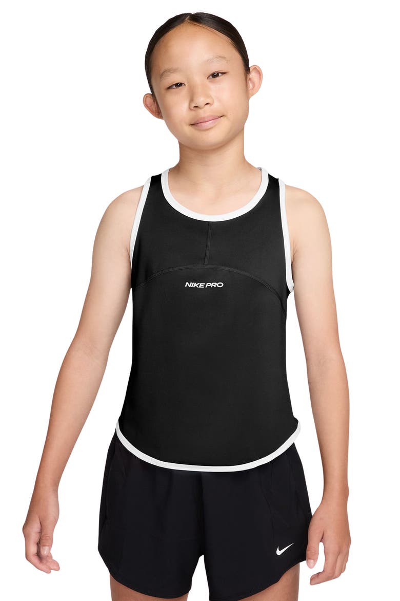 Kids' Dri-FIT Tank Top, Main, color, 010 BLACK/WHITE/WHITE