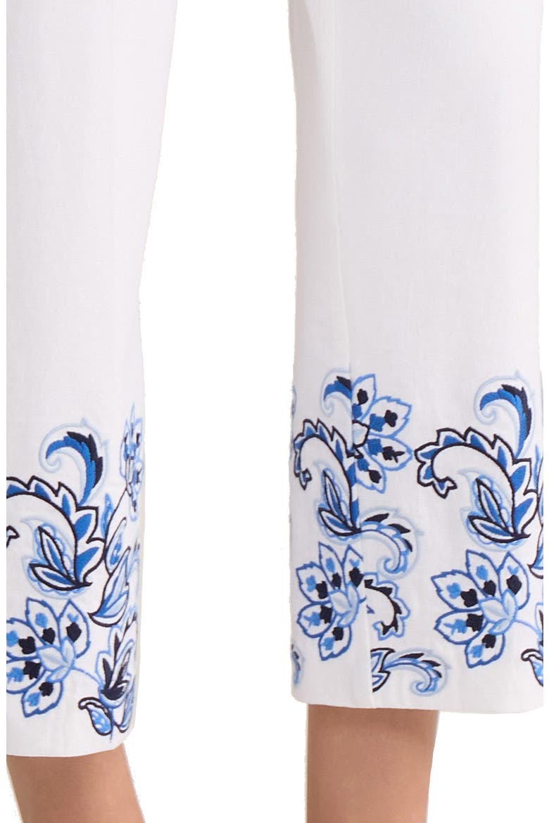 Embroidered Hem Crop Linen Blend Pants, Alternate, color, BLUE HORIZON