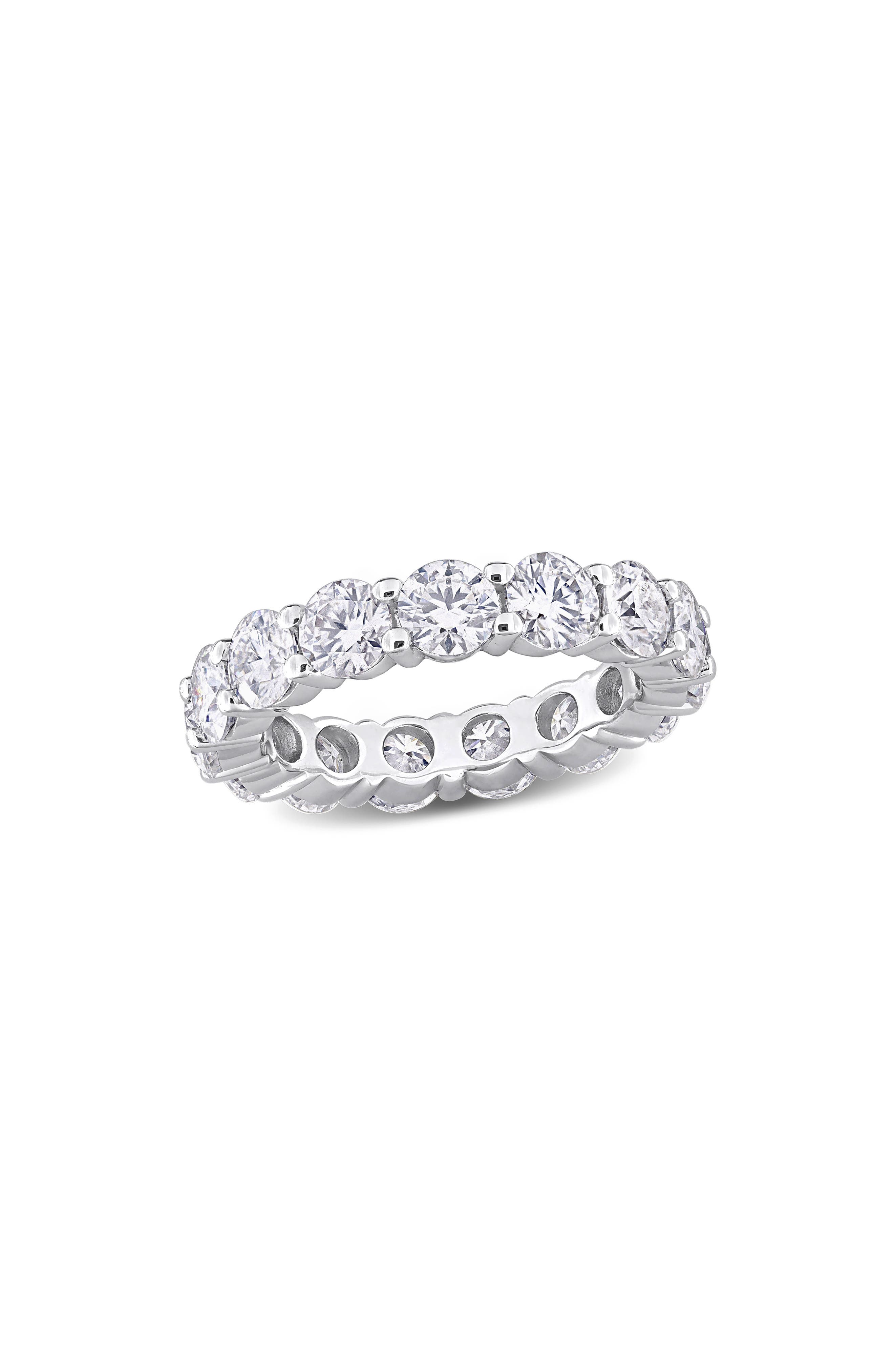 DELMAR Round Cut Lab-Created Moissanite Eternity Band Ring