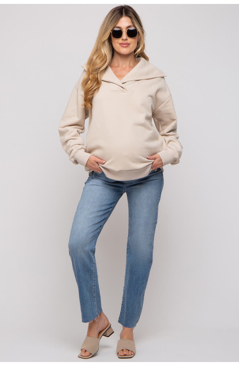 PinkBlush Raw Hem Straight Maternity Jeans, Main, color, Light Blue