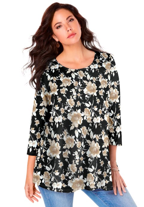 Plus Size Ultimate Three Quarter Sleeve Swing Tee
