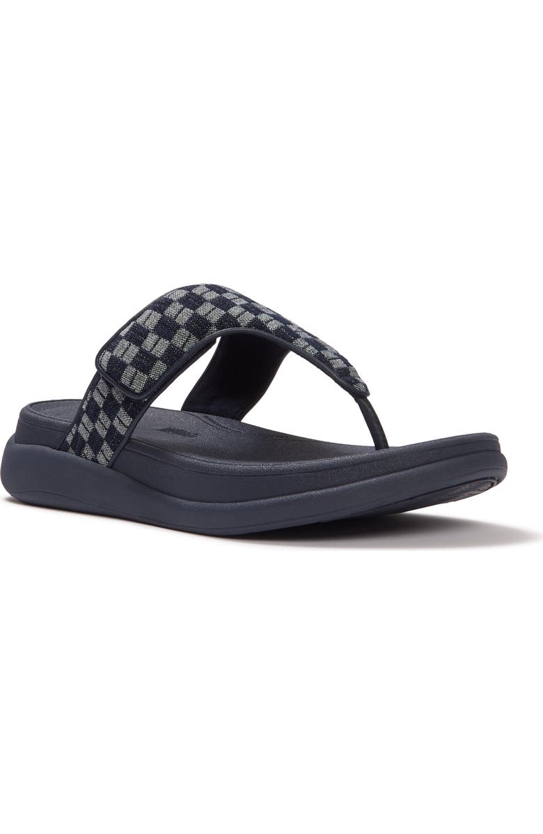 FitFlop F-Mode Go Adj Checkerboard-Denim Toe-Post Sandals, Main, color, Dark Denim