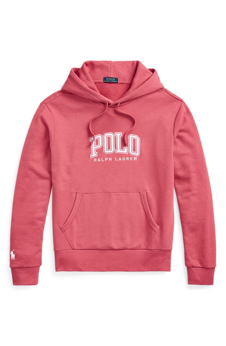 Polo Ralph Lauren Logo Fleece Hoodie, Alternate, color, Nantucket Red