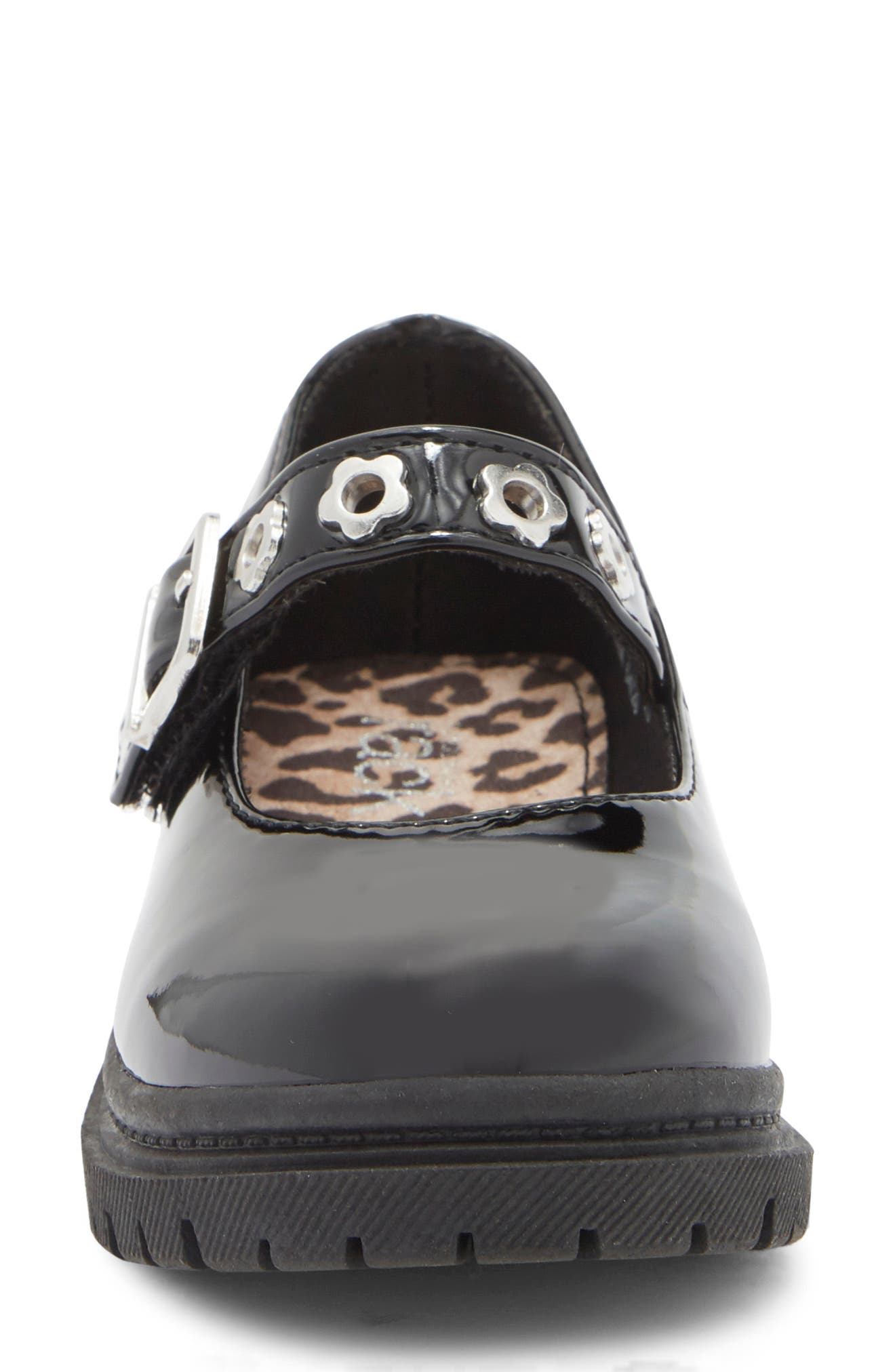 Kids' Amaya Lug Faux Leather Mary Jane Flat, Alternate, color, BLACK