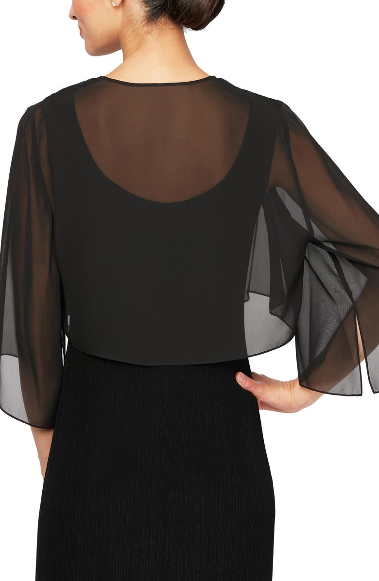 Alex Evenings Hanky Bolero Cardigan, Alternate, color, Black