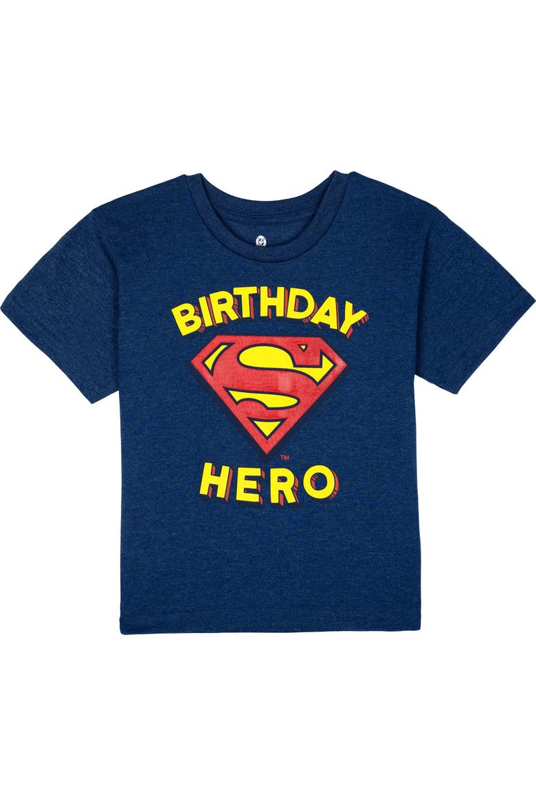 Justice League Superman Short Sleeve T-Shirt, Main, color, Navy Superman Birthday