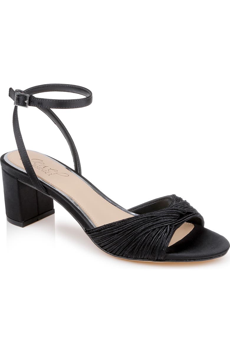 Jewel Badgley Mischka Pretty Ankle Strap Sandal, Main, color, Black Satin