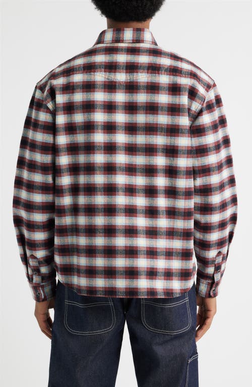 Dickies Johnsonville Check Brushed Cotton Snap-up Western Shirt In Brown