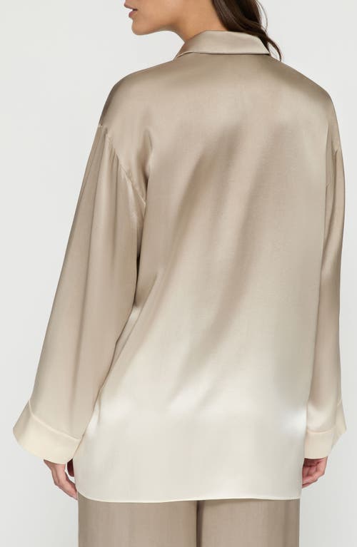 Lafayette 148 Silk Ombre Oversized Shirt In Hickory Multi