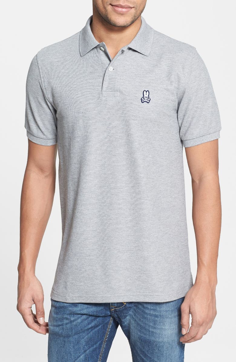 Psycho Bunny Heathered Piqué Polo, Main, color, 