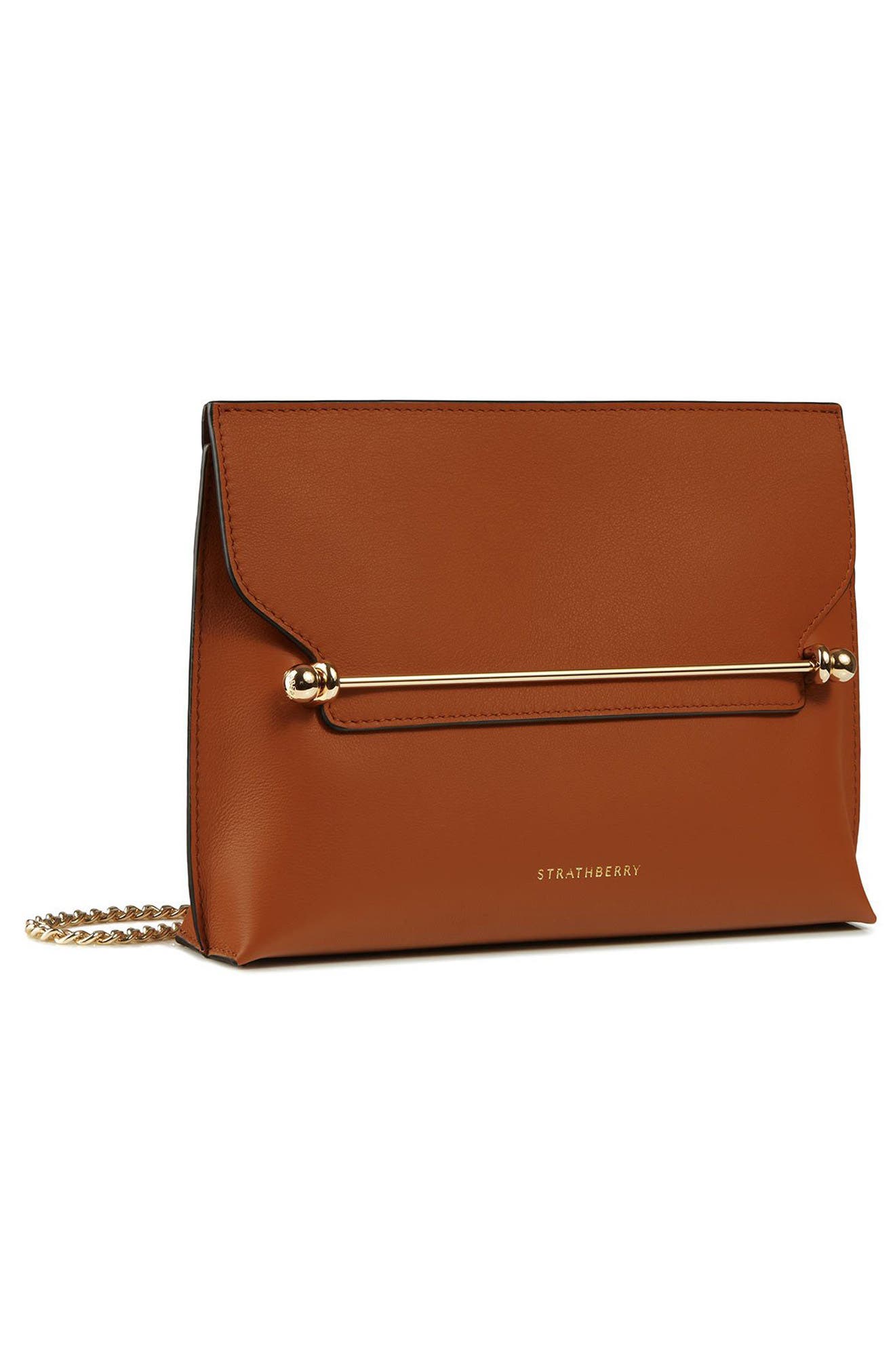 Strathberry Stylist Leather Shoulder Bag, Alternate, color, Chestnut