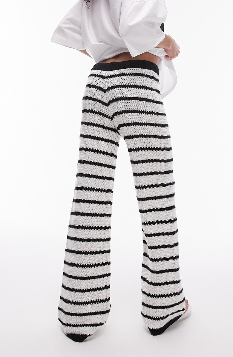Topshop Stripe Open Stitch Knit Drawstring Pants, Alternate, color, 