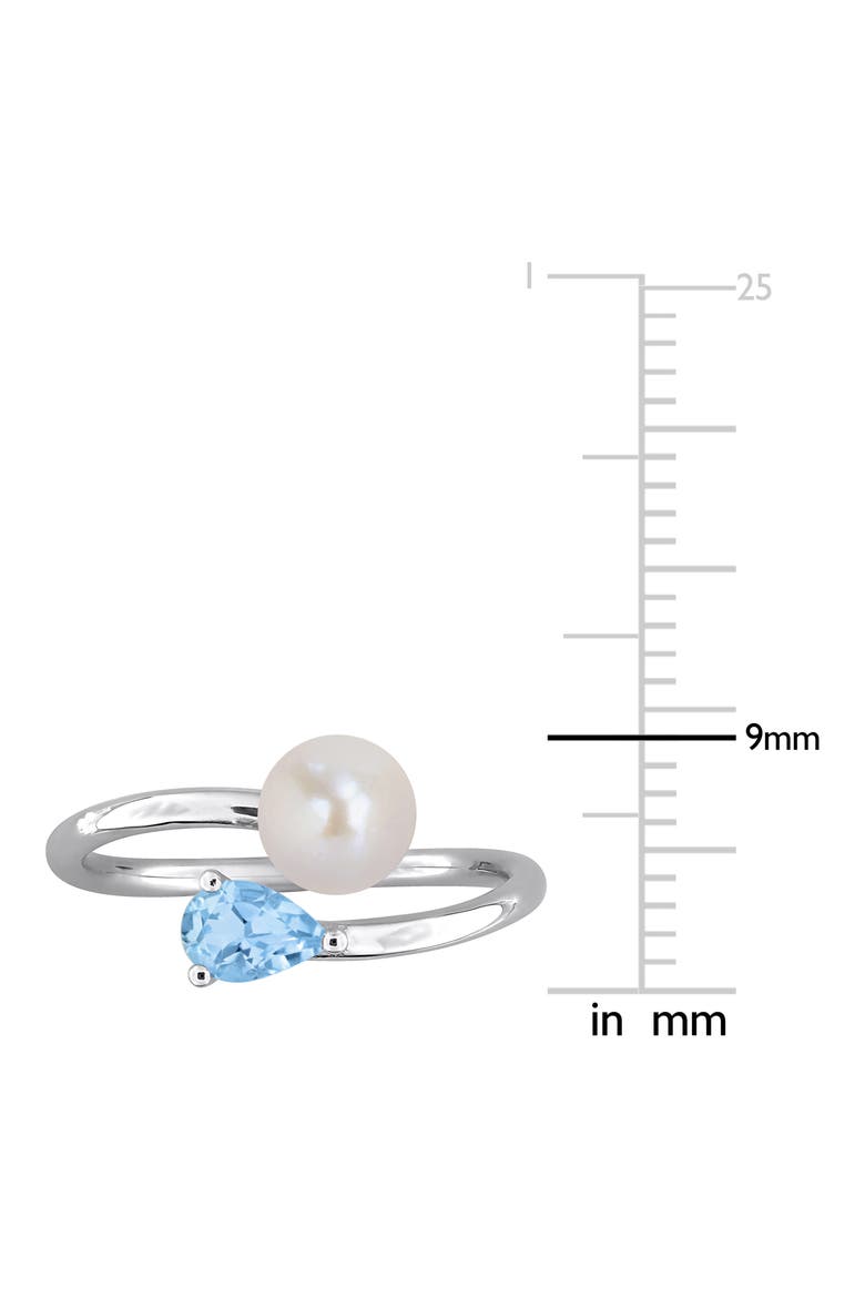 6-6.5mm Cultured Freshwater Pearl & Stone Bypass Ring, Alternate, color, BLUE/PEARL