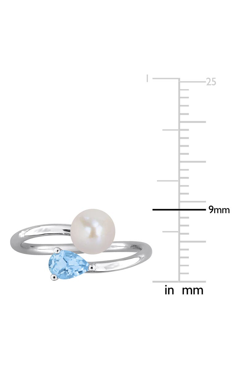 DELMAR 6-6.5mm Cultured Freshwater Pearl & Stone Bypass Ring, Alternate, color, Blue/Pearl