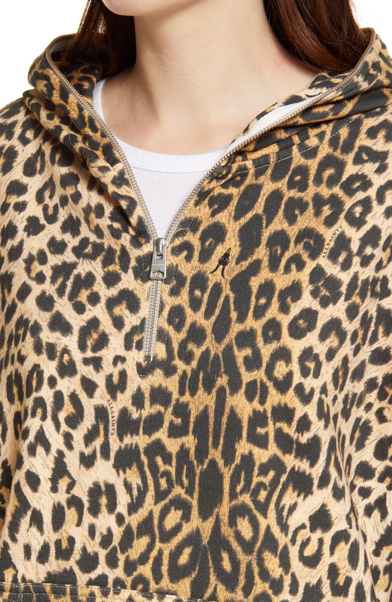 AllSaints Xonda Animal Print Hoodie Dress, Alternate, color, 