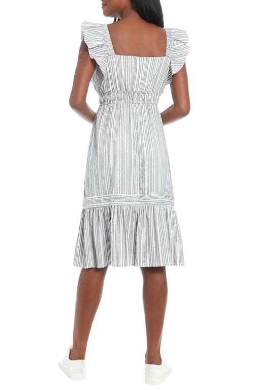 London Times Ruffle Fit & Flare Dress In Black/white