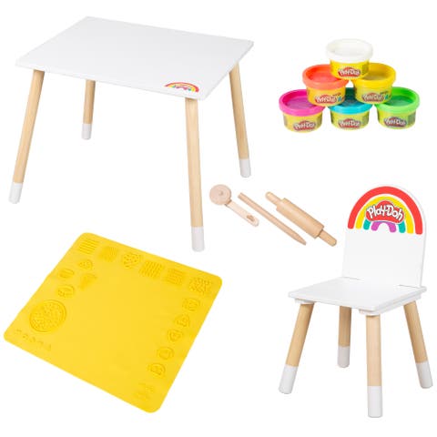 Playdoh Creative Seating Set Table, Chair, 6 Colors, 3D Mat, Tools, Kids 3+