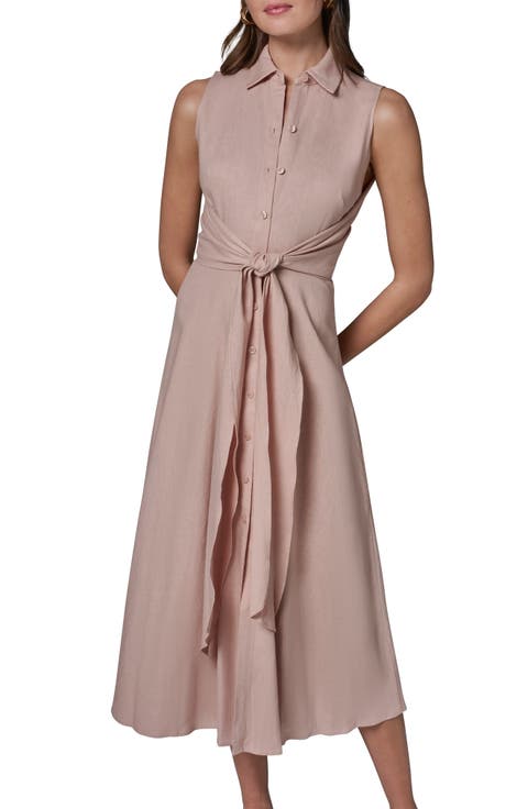 Sleeveless Linen Blend Shirtdress