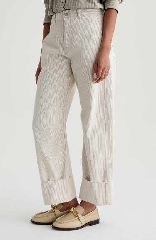Ag Mercer High Waist Cuffed Barrel Leg Pants In White