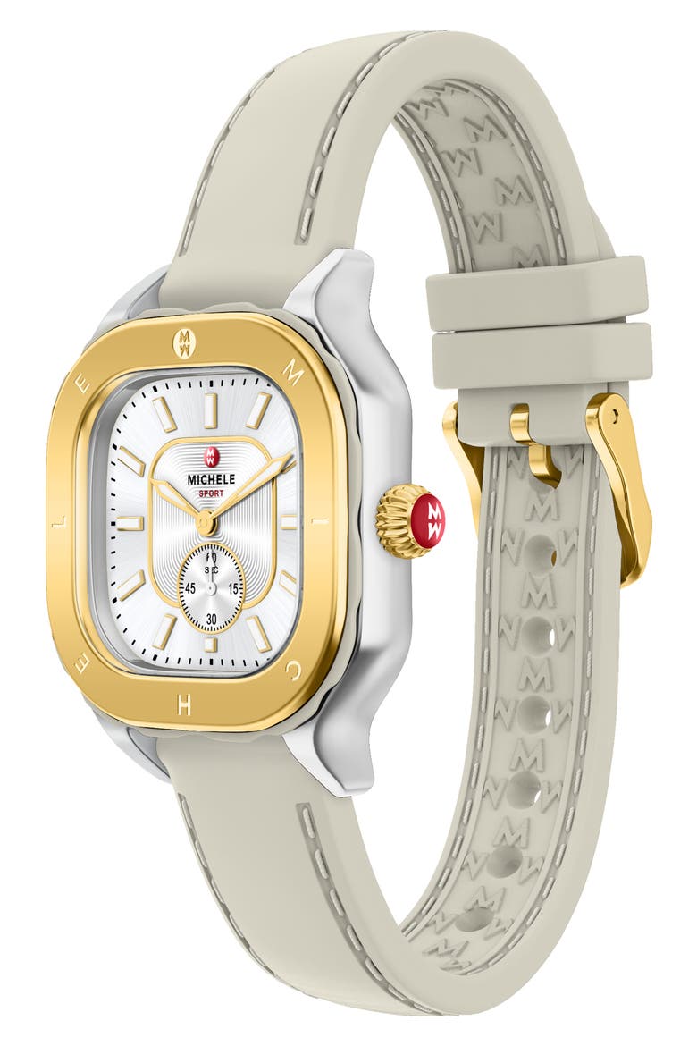 Meggie Sport Chalk Silicone Strap Watch, 33mm, Alternate, color, WHEAT/ WHITE