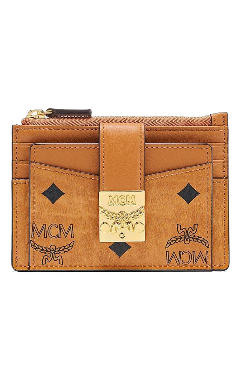 MCM Tracy Zip Card Case in Visetos, Alternate, color, 