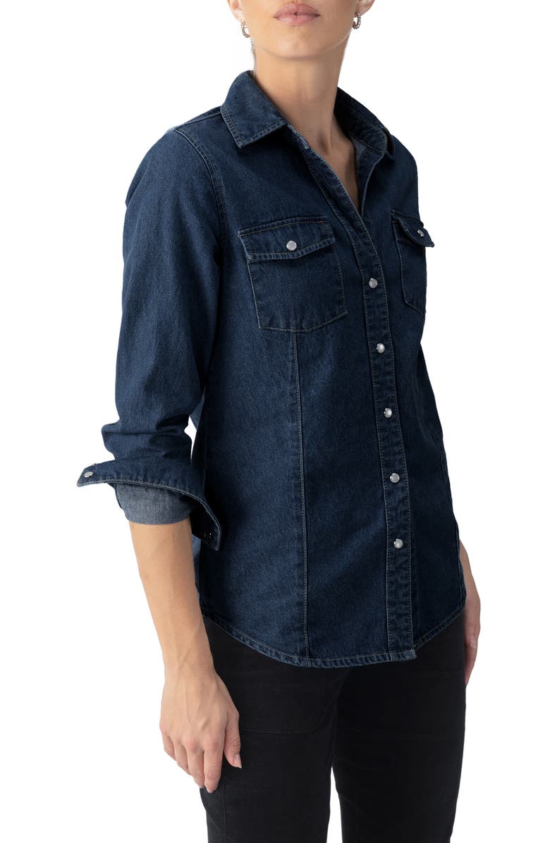 Sanctuary The Western Denim Shirt, Alternate, color, Blue Slate