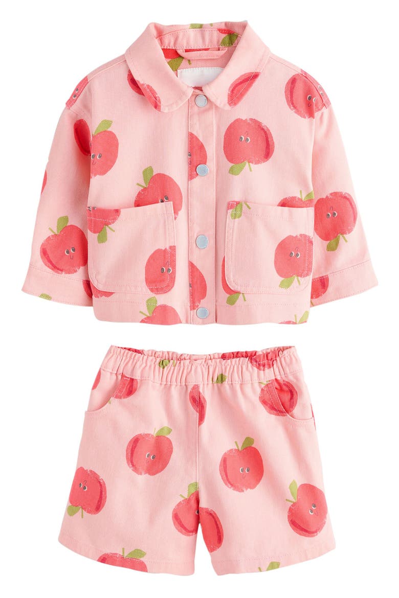 Kids' Apple Graphic Jacket & Shorts Set, Main, color, PINK