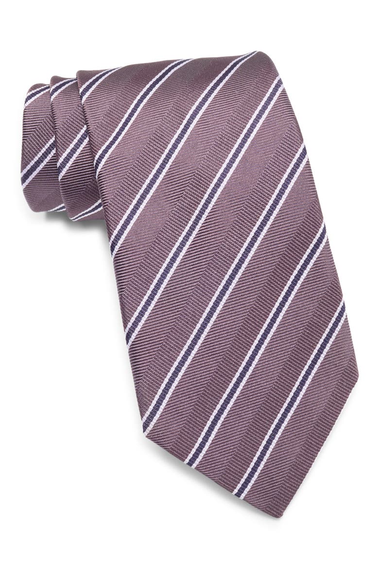 Stripe Silk Tie, Main, color, MEDIUM PURPLE