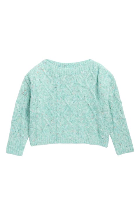 Kids' Boat Neck Cable Knit Sweater