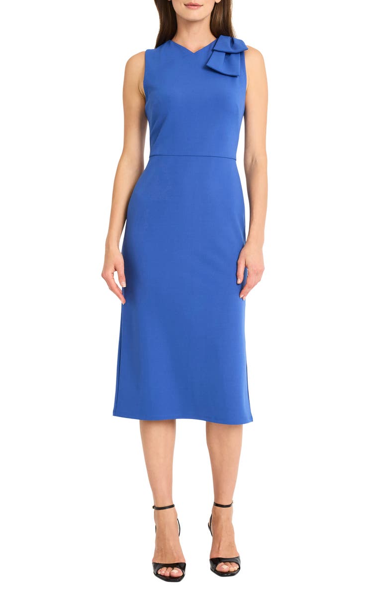 Maggy London Bow Sleeveless Midi Dress, Main, color, Beacoup Blue
