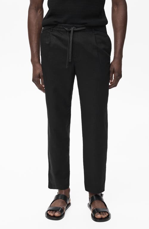 Mango Slim Fit Pants With Drawstring Waist In Black