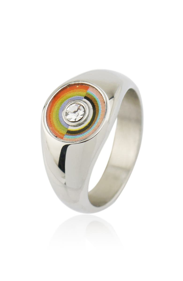 REBL Rainbow Signet Ring, Main, color, Silver