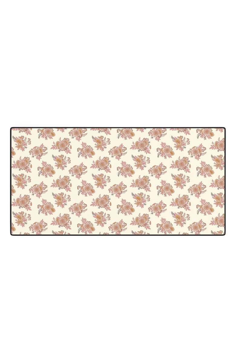 Deny Designs Cottage Garden Floral Print Desk Mat, Main, color, Cream