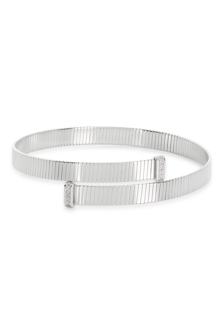 Diamond Ribbed Cuff Bracelet, Main, color, WHITE GOLD