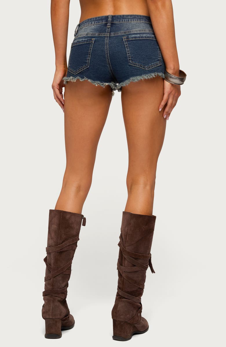 EDIKTED Distressed Cutoff Denim Shorts, Alternate, color,