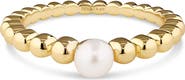 DEVATA Freshwater Pearl on Beaded Ball Ring in Gold Plated Sterling Silver